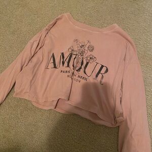 Forever 21 Blush Pink Amour Graphic Long Sleeve Top